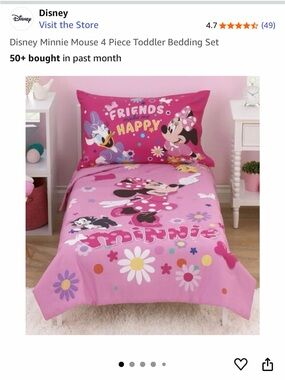 Disney Minnie Mouse Pink Floral Toddler Duvet Cover